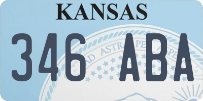 KS license plate 346ABA