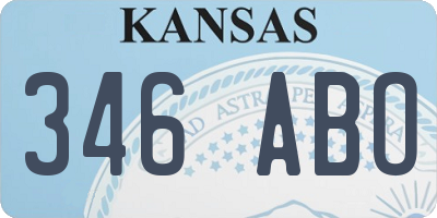 KS license plate 346ABO