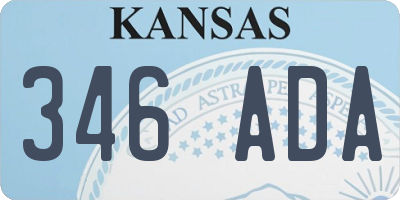 KS license plate 346ADA
