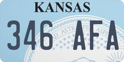 KS license plate 346AFA