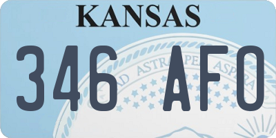 KS license plate 346AFO
