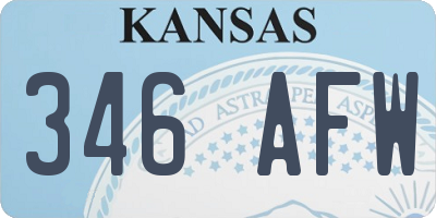 KS license plate 346AFW