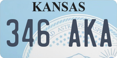 KS license plate 346AKA