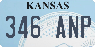 KS license plate 346ANP