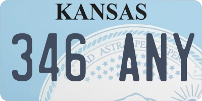KS license plate 346ANY