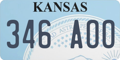 KS license plate 346AOO