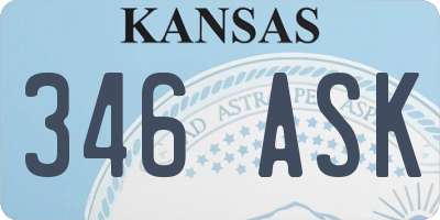 KS license plate 346ASK