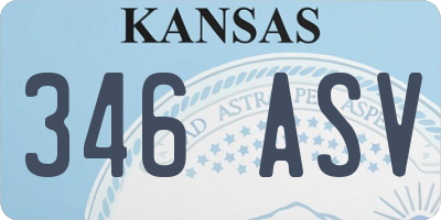 KS license plate 346ASV