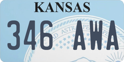 KS license plate 346AWA