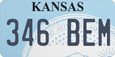 KS license plate 346BEM