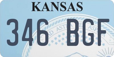 KS license plate 346BGF