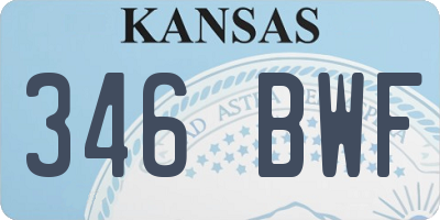 KS license plate 346BWF