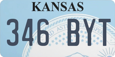 KS license plate 346BYT