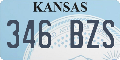 KS license plate 346BZS
