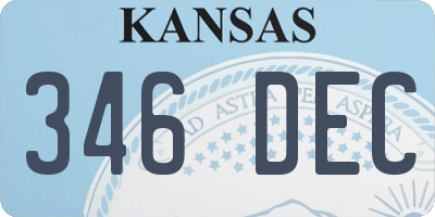 KS license plate 346DEC