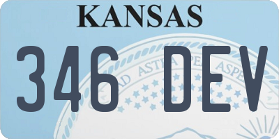 KS license plate 346DEV