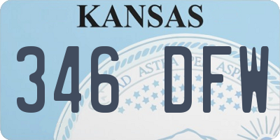 KS license plate 346DFW