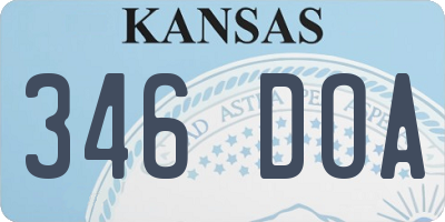 KS license plate 346DOA