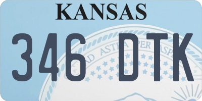 KS license plate 346DTK