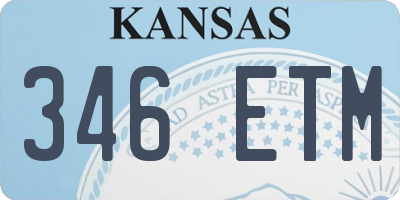 KS license plate 346ETM