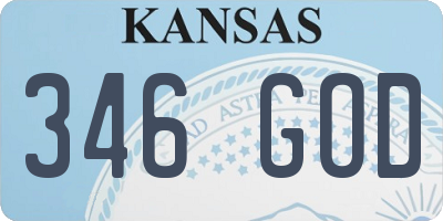 KS license plate 346GOD