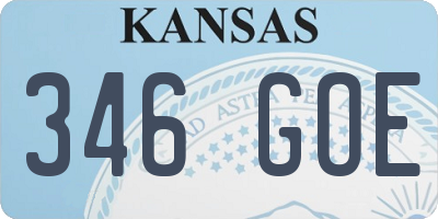 KS license plate 346GOE