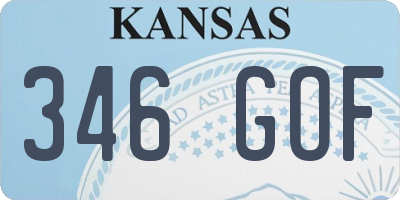 KS license plate 346GOF