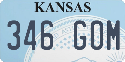 KS license plate 346GOM