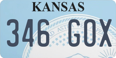 KS license plate 346GOX