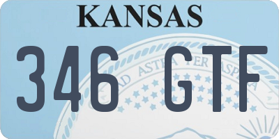 KS license plate 346GTF