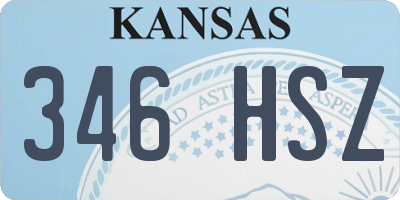 KS license plate 346HSZ