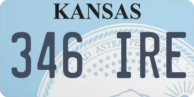 KS license plate 346IRE