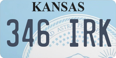 KS license plate 346IRK