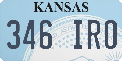 KS license plate 346IRO