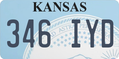 KS license plate 346IYD