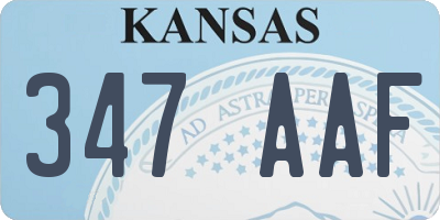 KS license plate 347AAF