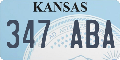 KS license plate 347ABA