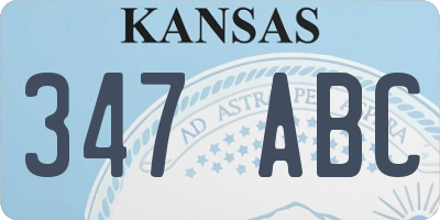 KS license plate 347ABC