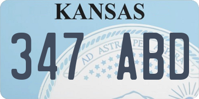 KS license plate 347ABD