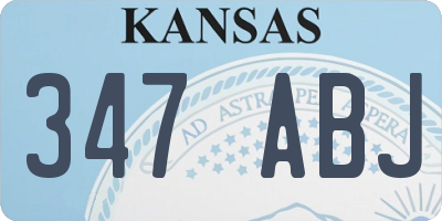 KS license plate 347ABJ