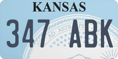 KS license plate 347ABK