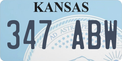 KS license plate 347ABW