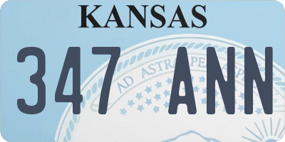 KS license plate 347ANN