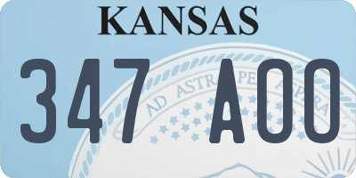 KS license plate 347AOO