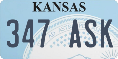 KS license plate 347ASK