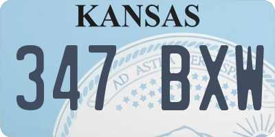 KS license plate 347BXW