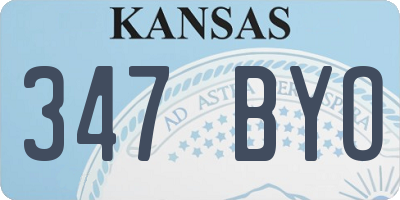 KS license plate 347BYO