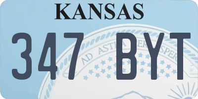KS license plate 347BYT