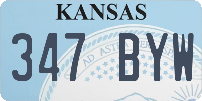 KS license plate 347BYW