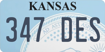 KS license plate 347DES